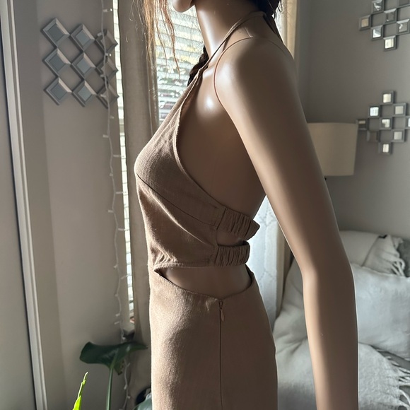 Khaki Cutout Midi Dress XS - Picture 6 of 7